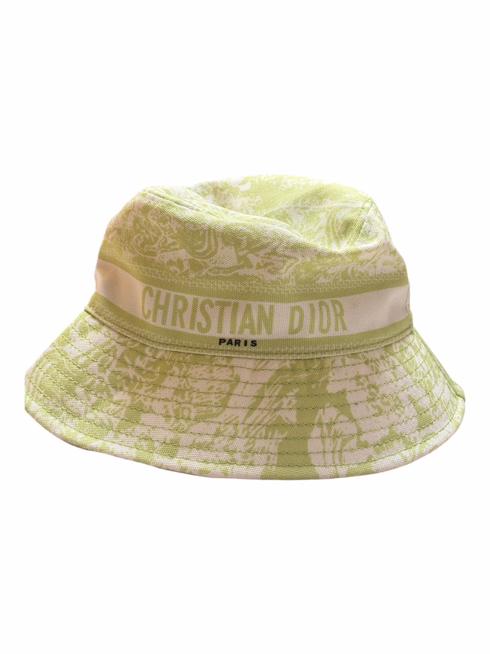Christian Dior Toile de Jouy Green White Cotton Bucket Hat